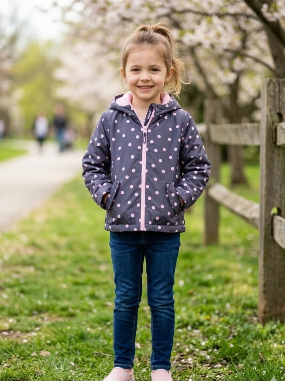 Carter's Gray Jacket with Pink Polka Dots